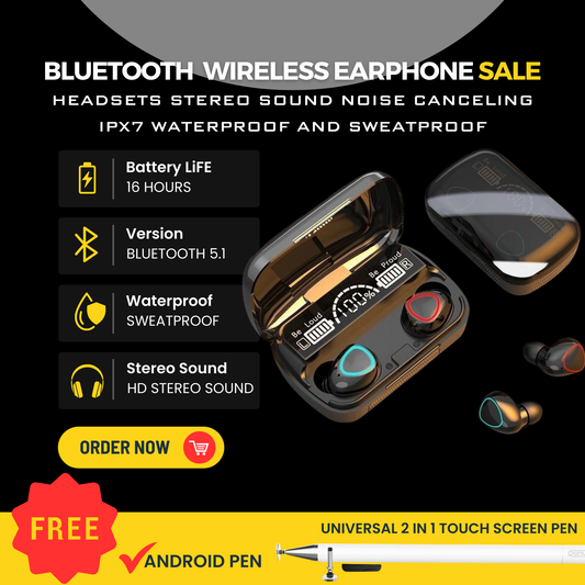 AUTHENTIC BLUETOOTH 5.1 EARPHONE PLUS FREE ANDROID PEN